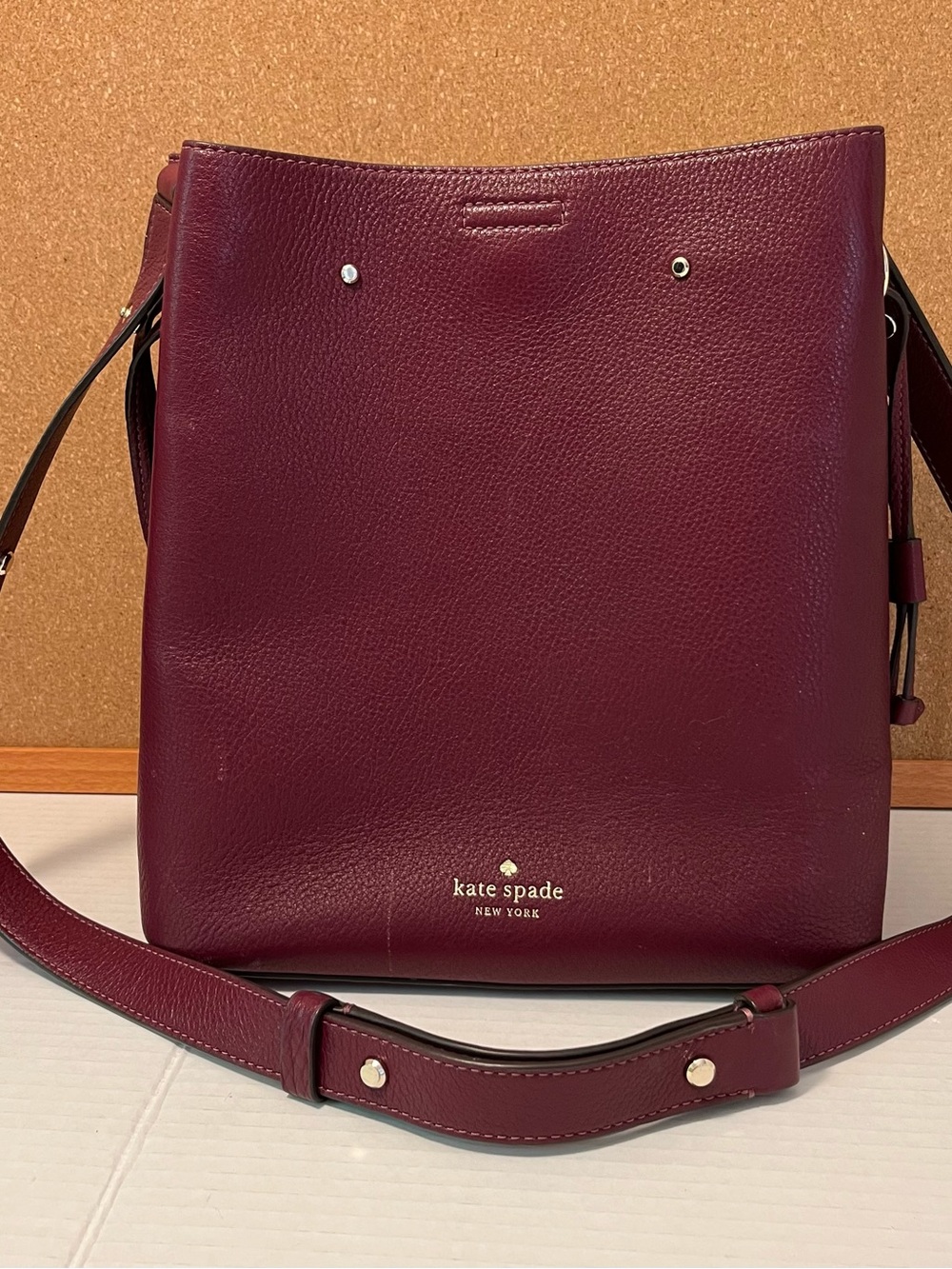 kate spade Maroon Leather Shoulder Bag Marti Tote